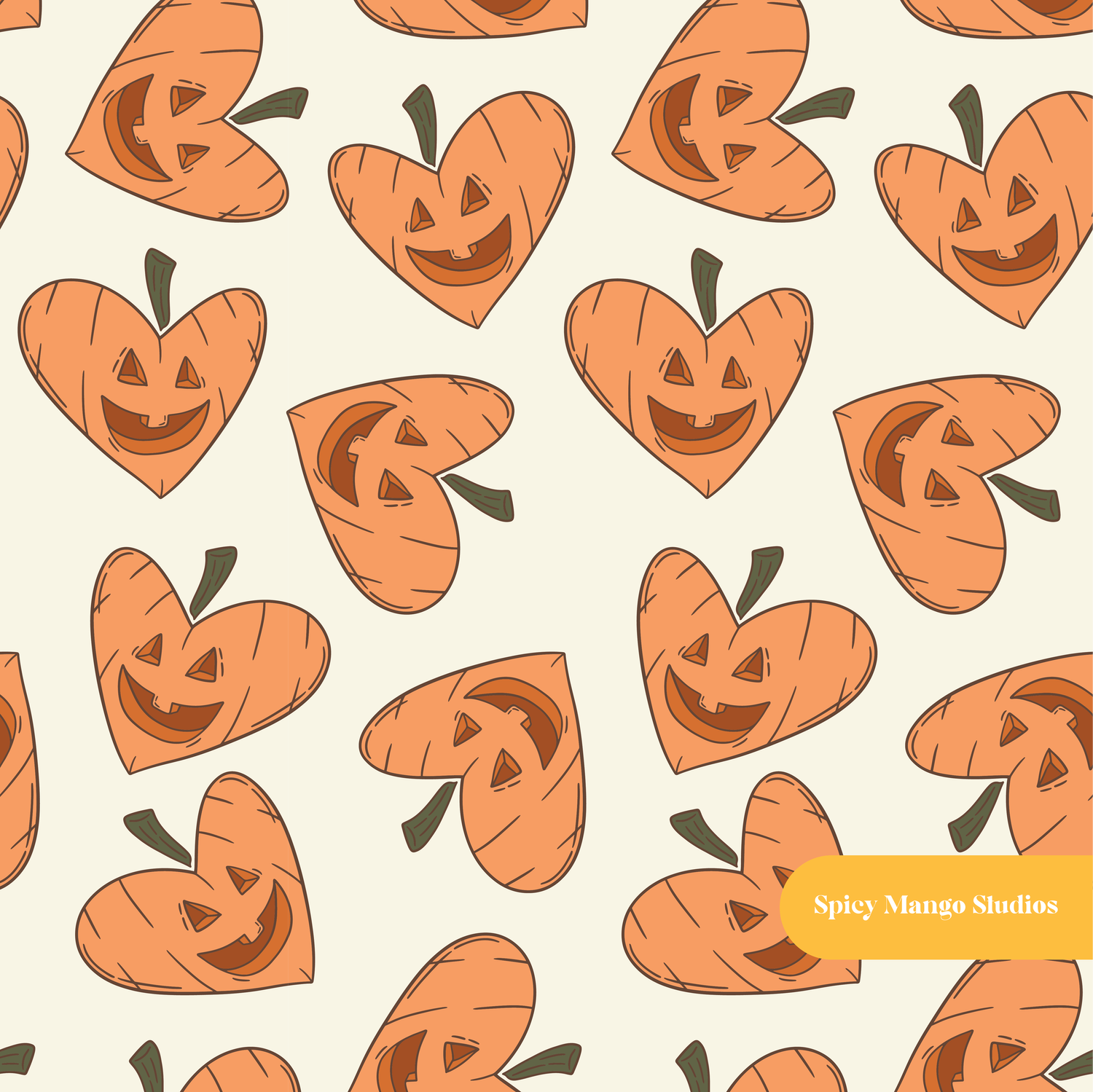 Neutral Jack-O-Hearts Seamless Pattern