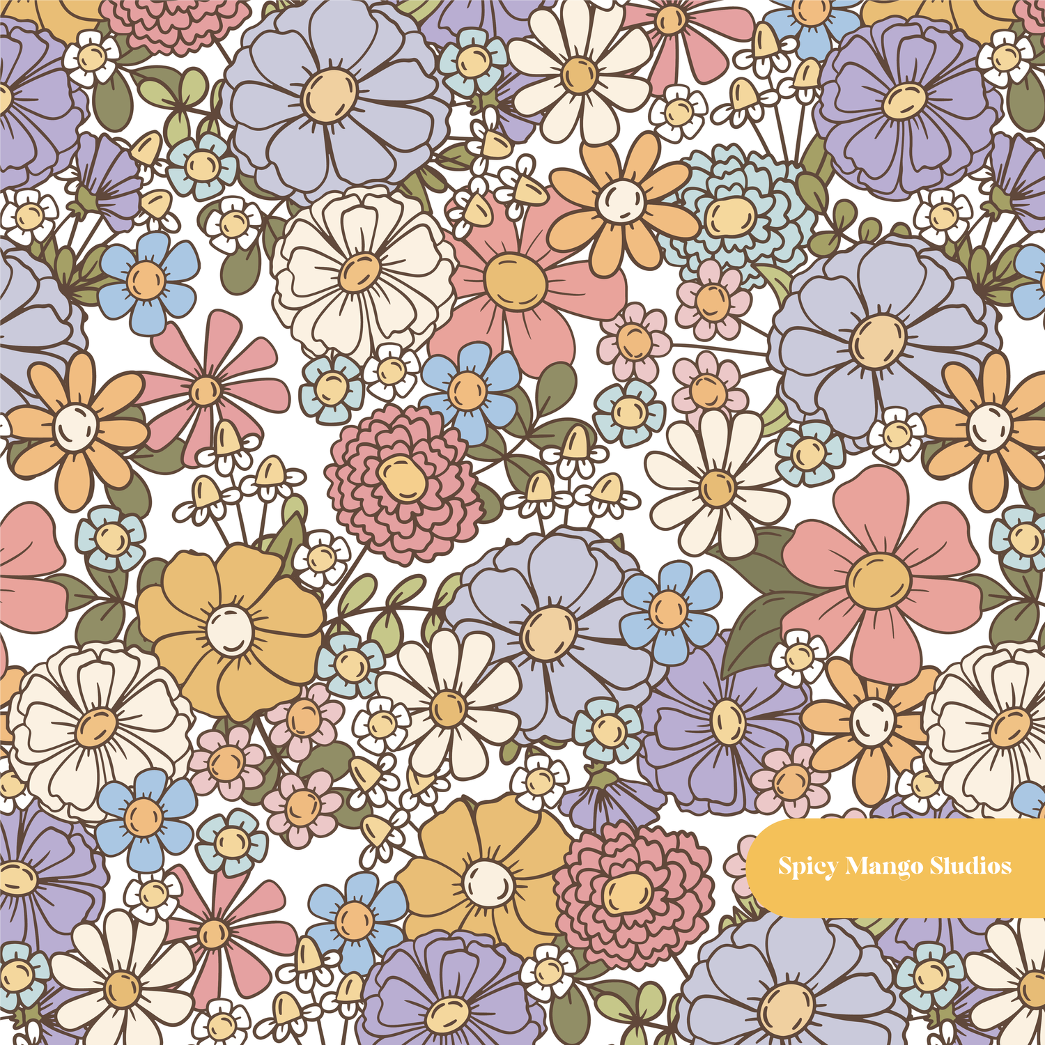 White Jessie Floral Seamless Pattern