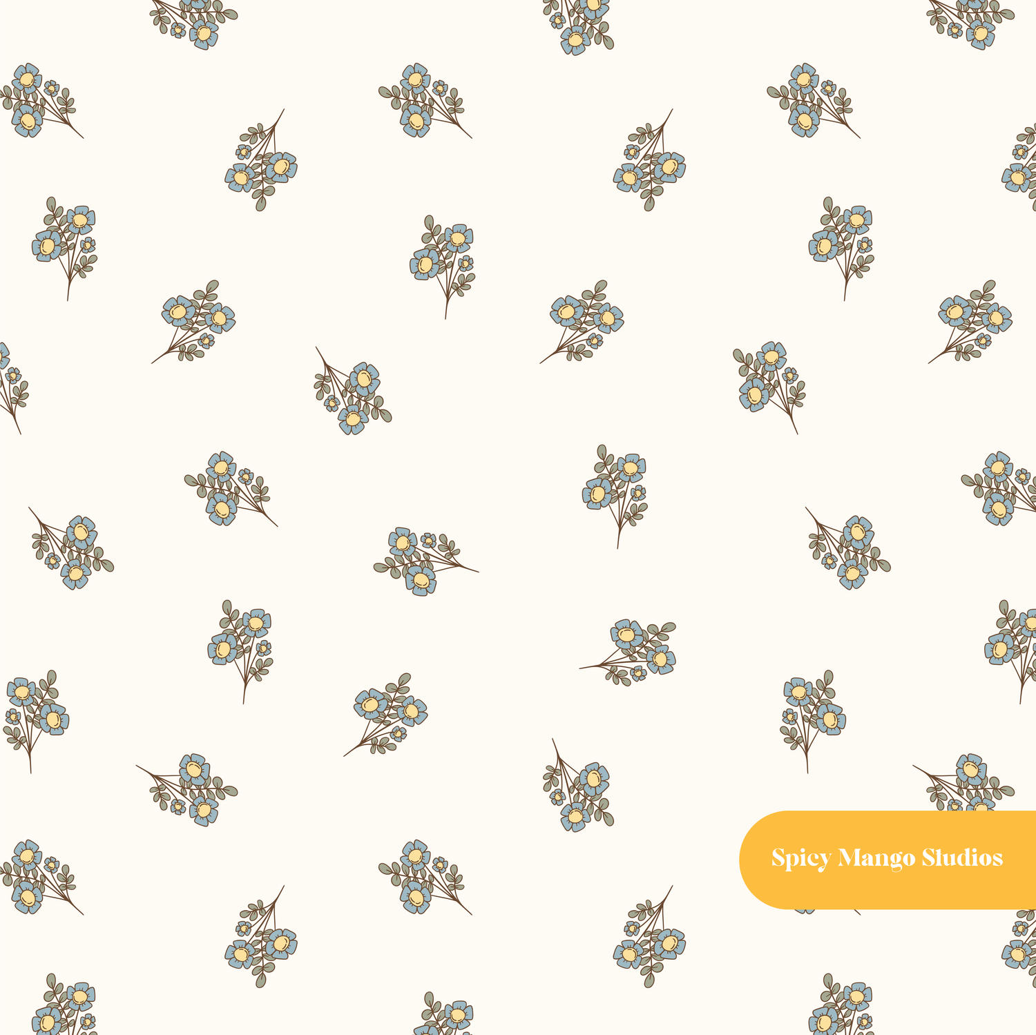 Off White Lovely Floral Seamless Pattern