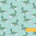 Aqua Lochness Monster Seamless Pattern