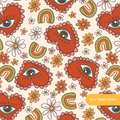Neutral Lucky Hearts Vibe Seamless Pattern
