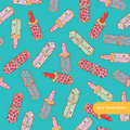 Turquoise Lucky Lipstick Seamless Pattern