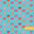 Teal Lip Smacker Seamless Pattern – Girls Party & Beauty Theme Digital Download