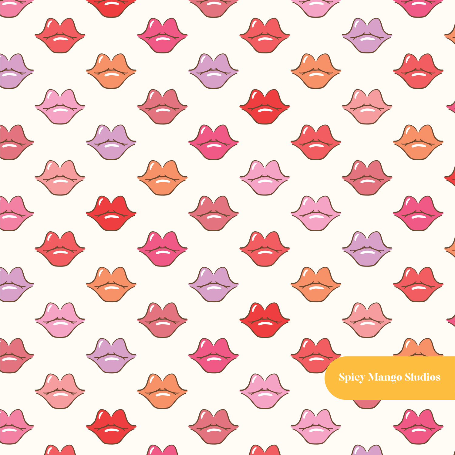 Neutral Lip Smacker Seamless Pattern – Digital Download