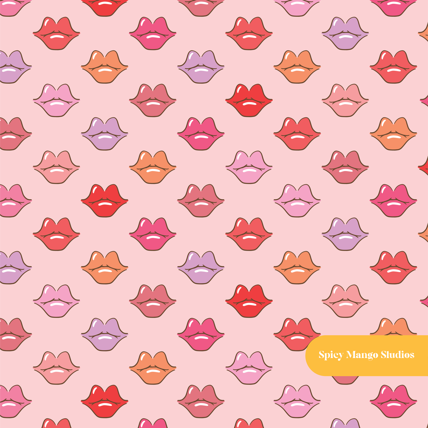 Pink Lip Smacker Seamless Pattern – Girls Party & Beauty Theme Digital Download