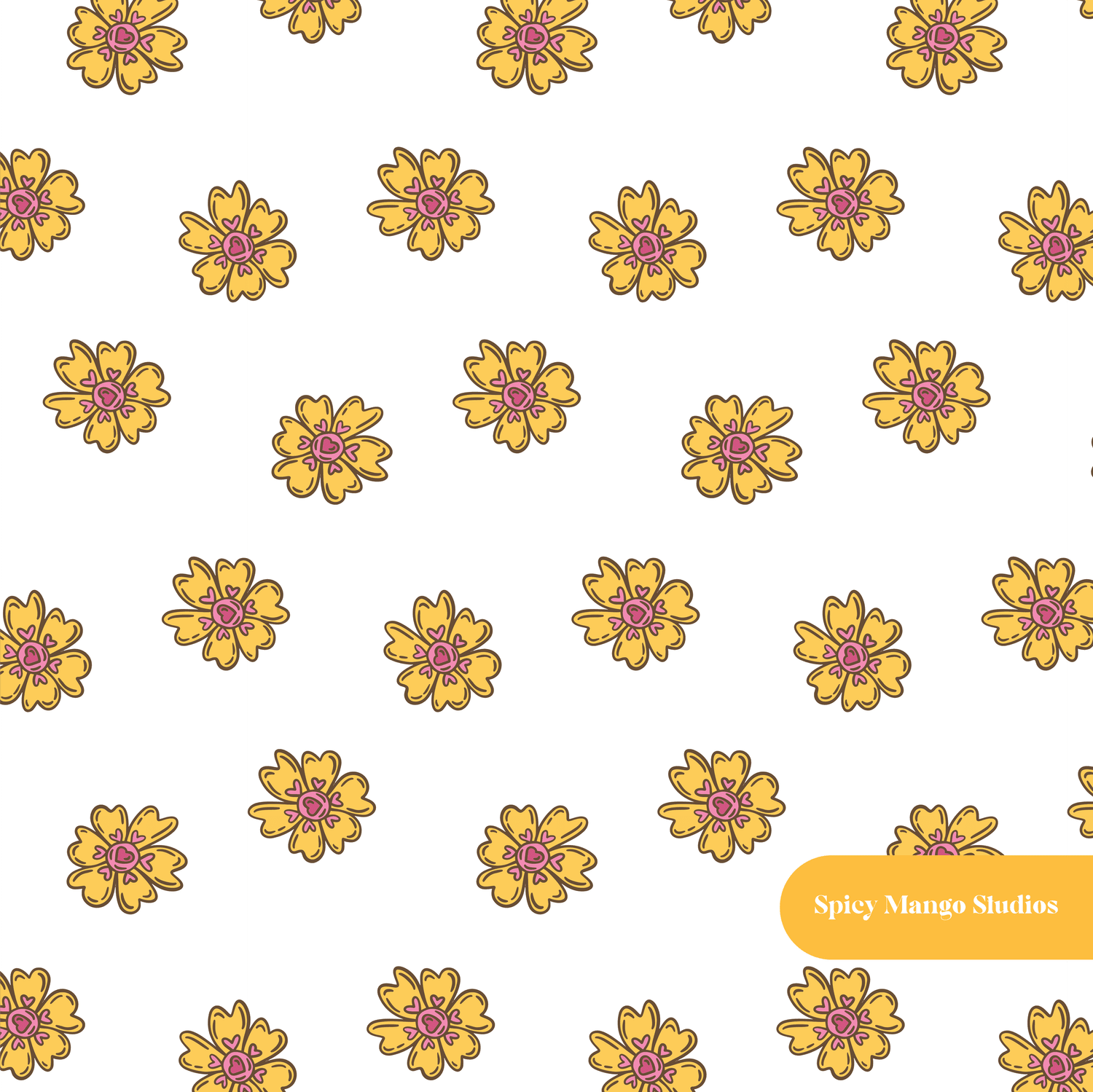 White Daisies Seamless Pattern – Spring Nursery & Garden Party Digital Download