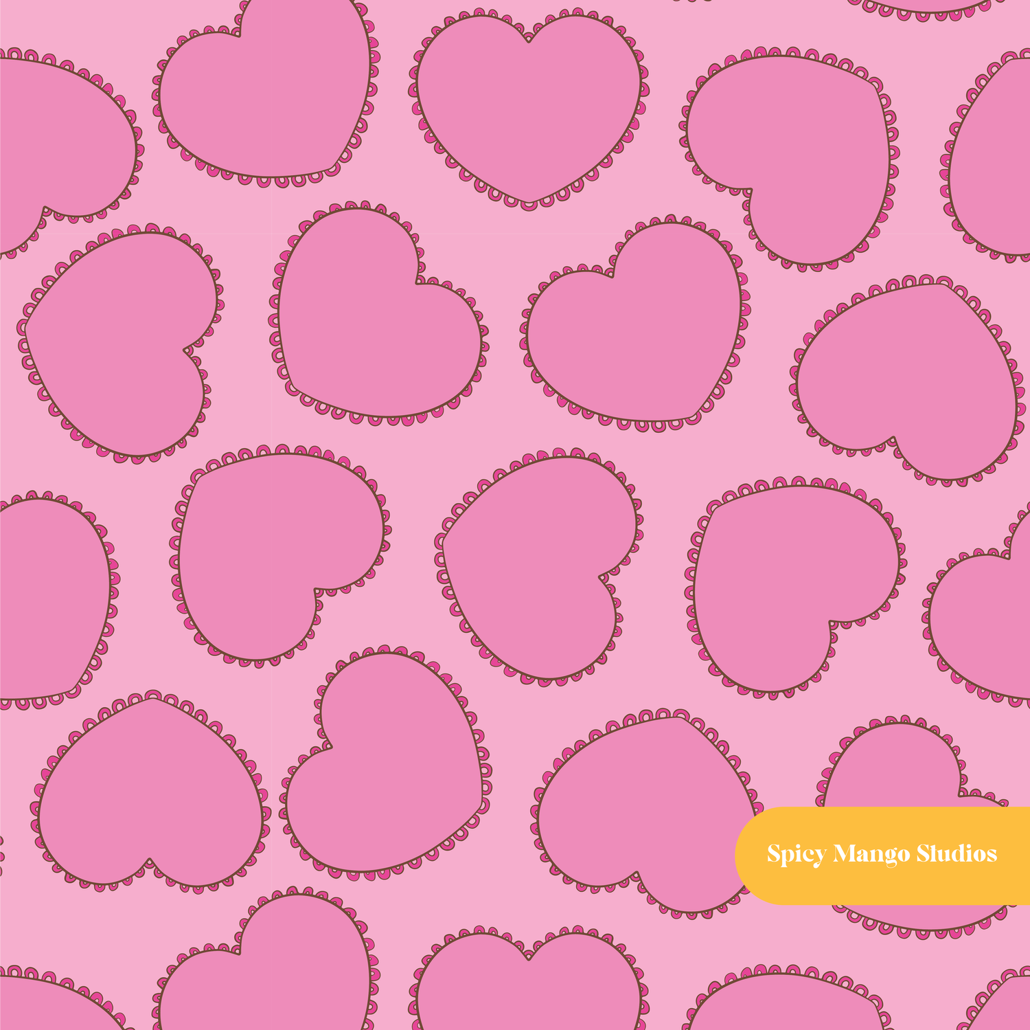 Hot Pink Lovely Heart Valentine's Seamless Pattern