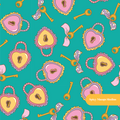 Teal Love Locket Seamless Pattern