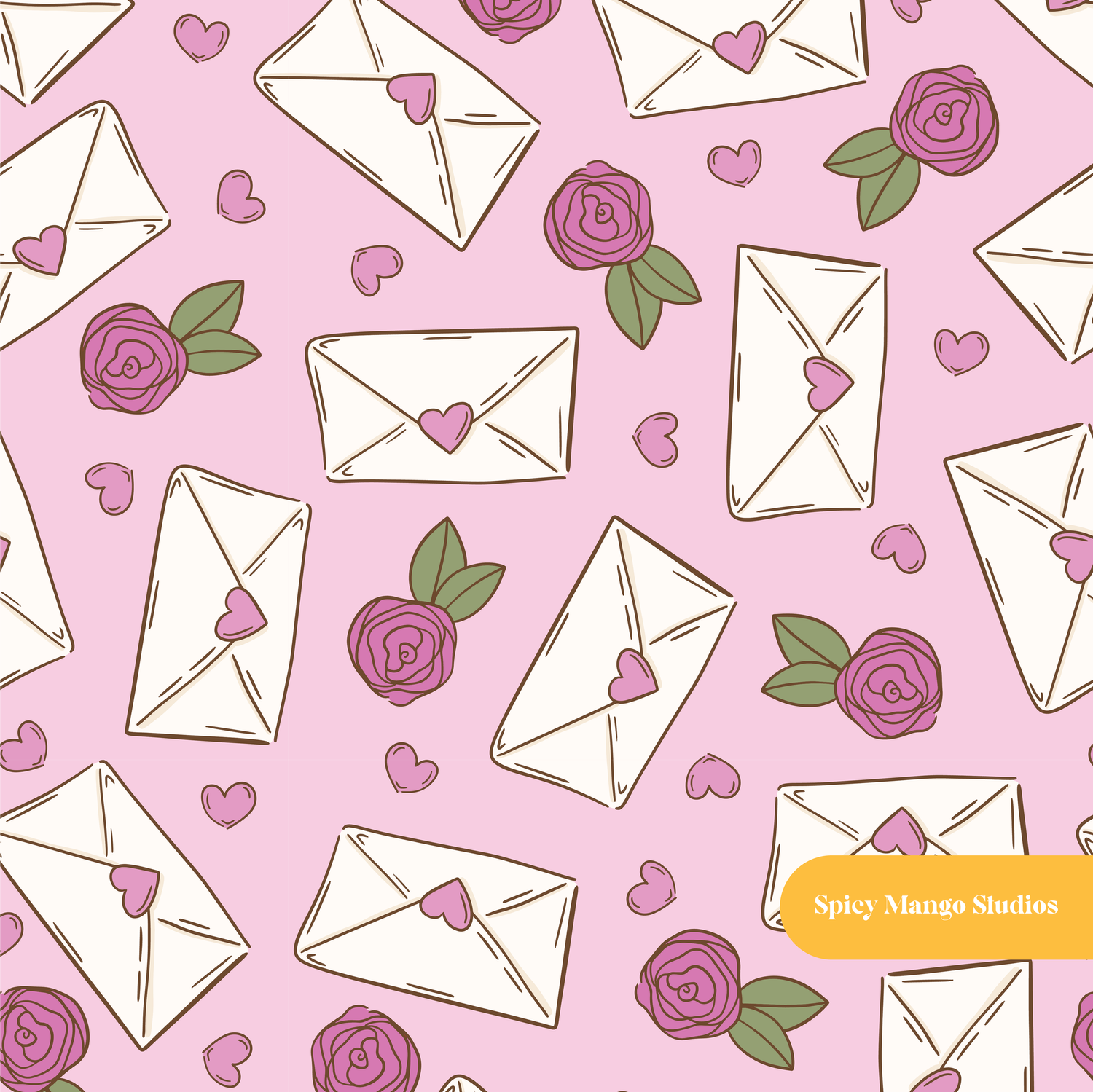 Lilac Love Notes Valentine's Seamless Pattern