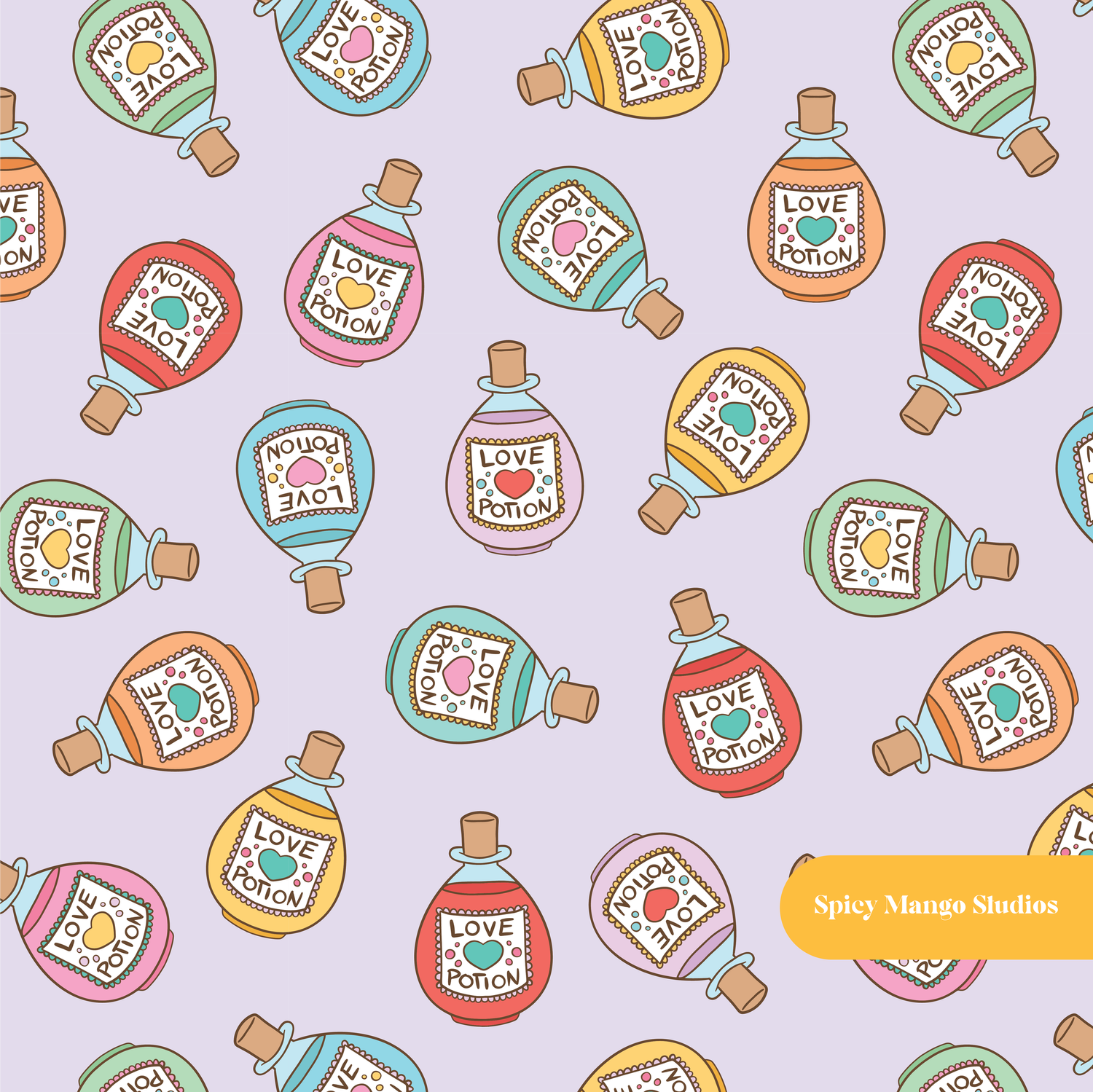 Lavender Love Spell Seamless Pattern