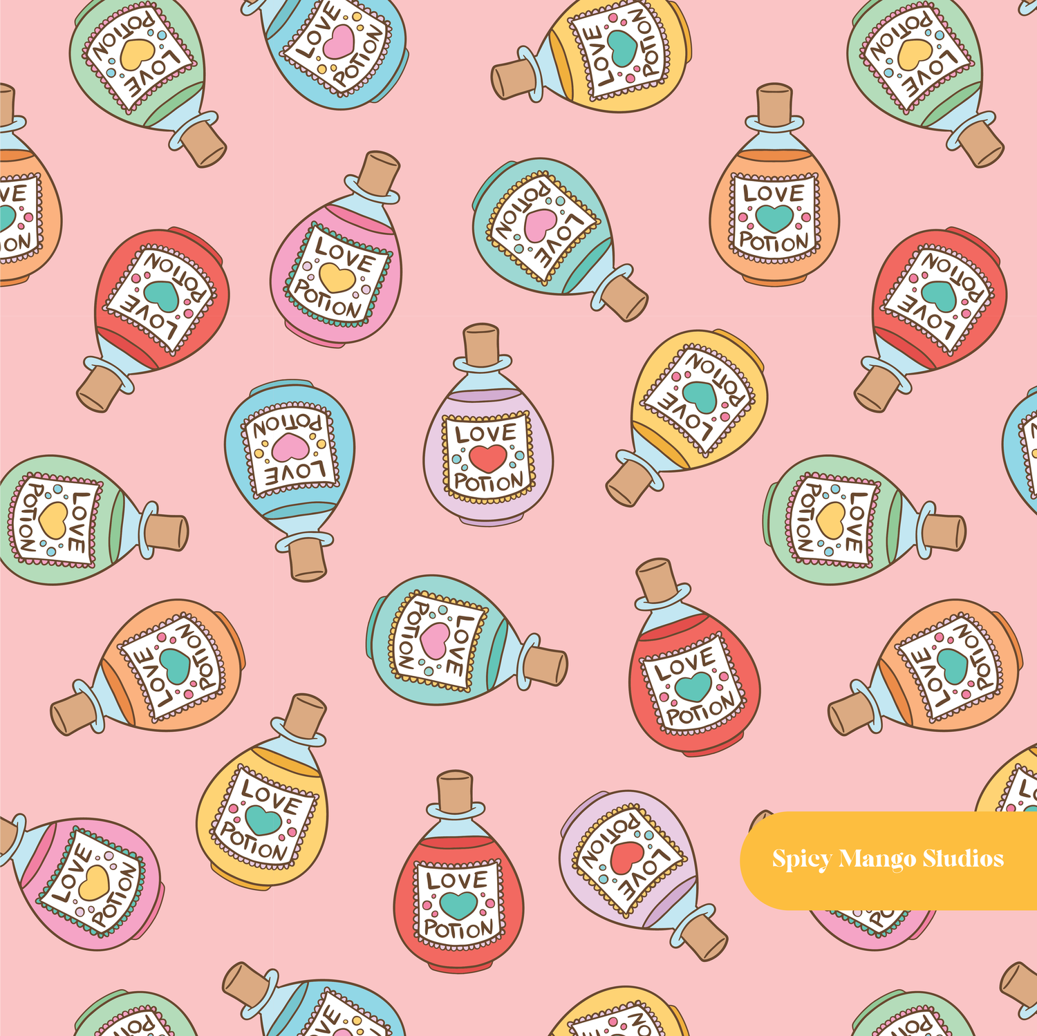 Pink Love Spell Seamless Pattern