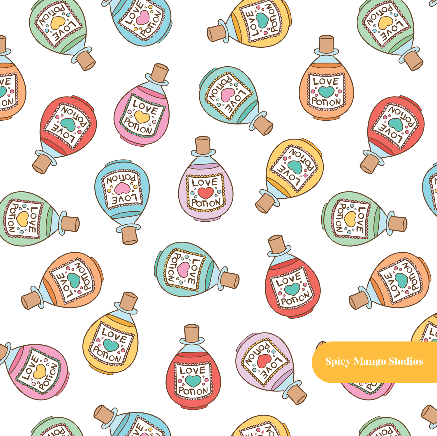 White Love Spell Seamless Pattern