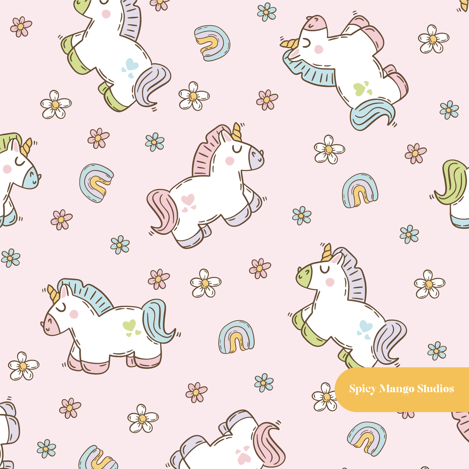 Pink Magical Unicorn Seamless Pattern