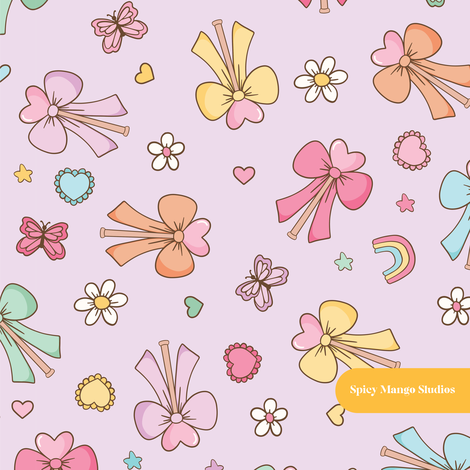 Lavender Magic Wand Seamless Pattern