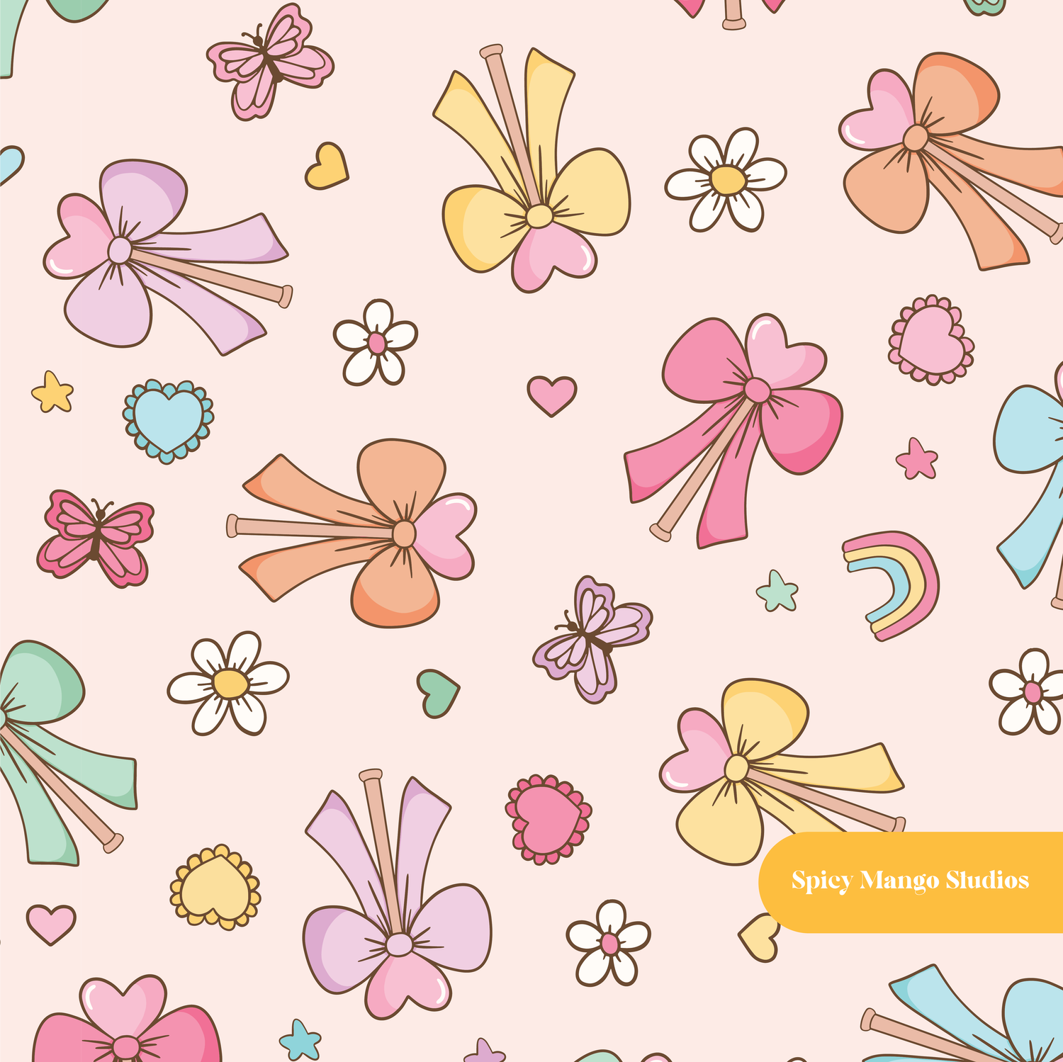 Light Pink Magic Wand Seamless Pattern