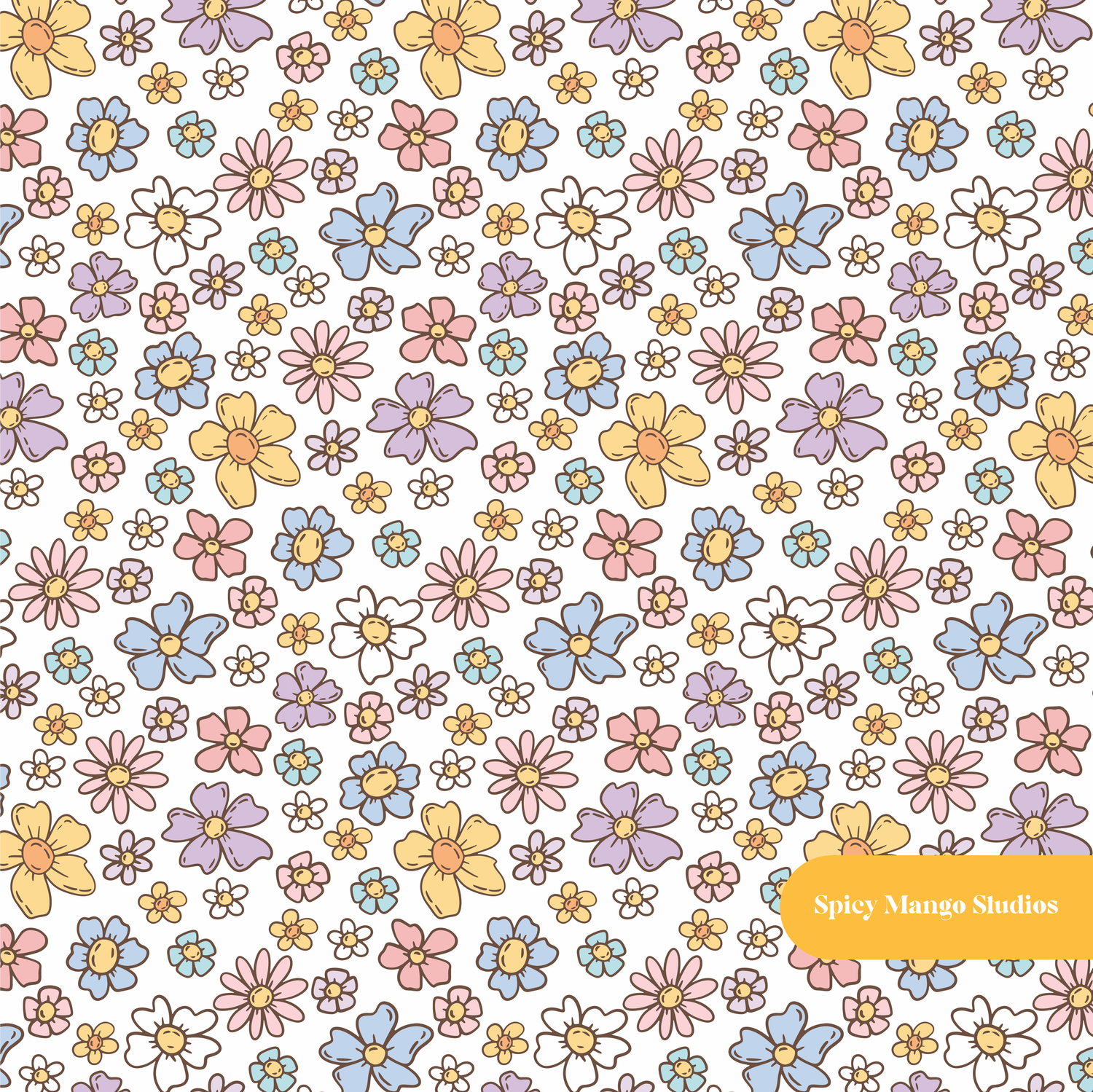 White Mindy Floral Seamless Pattern