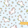 Light Blue Magical Unicorn Seamless Pattern