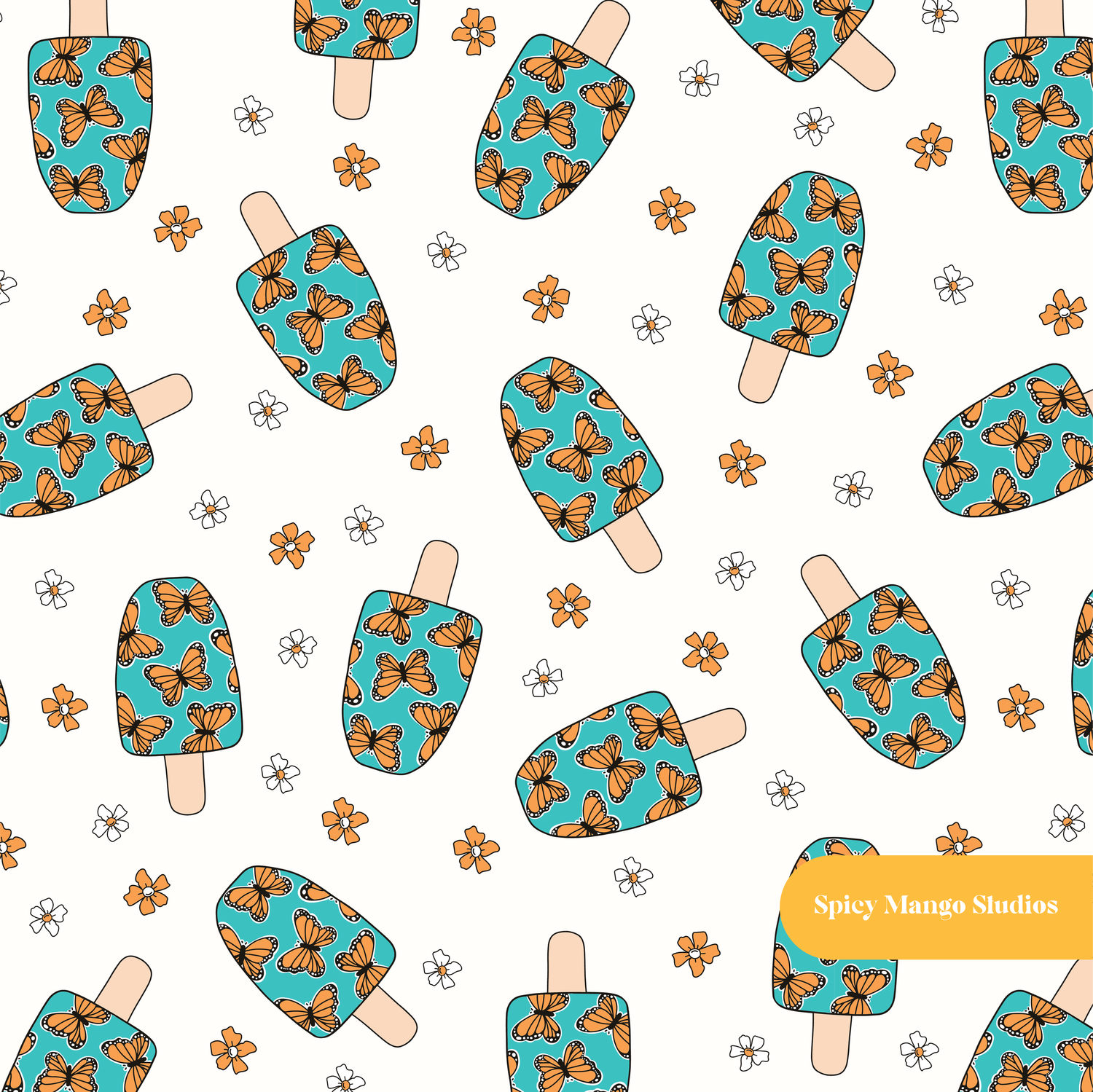 Neutral Monarch Pops Seamless Pattern – Digital Download