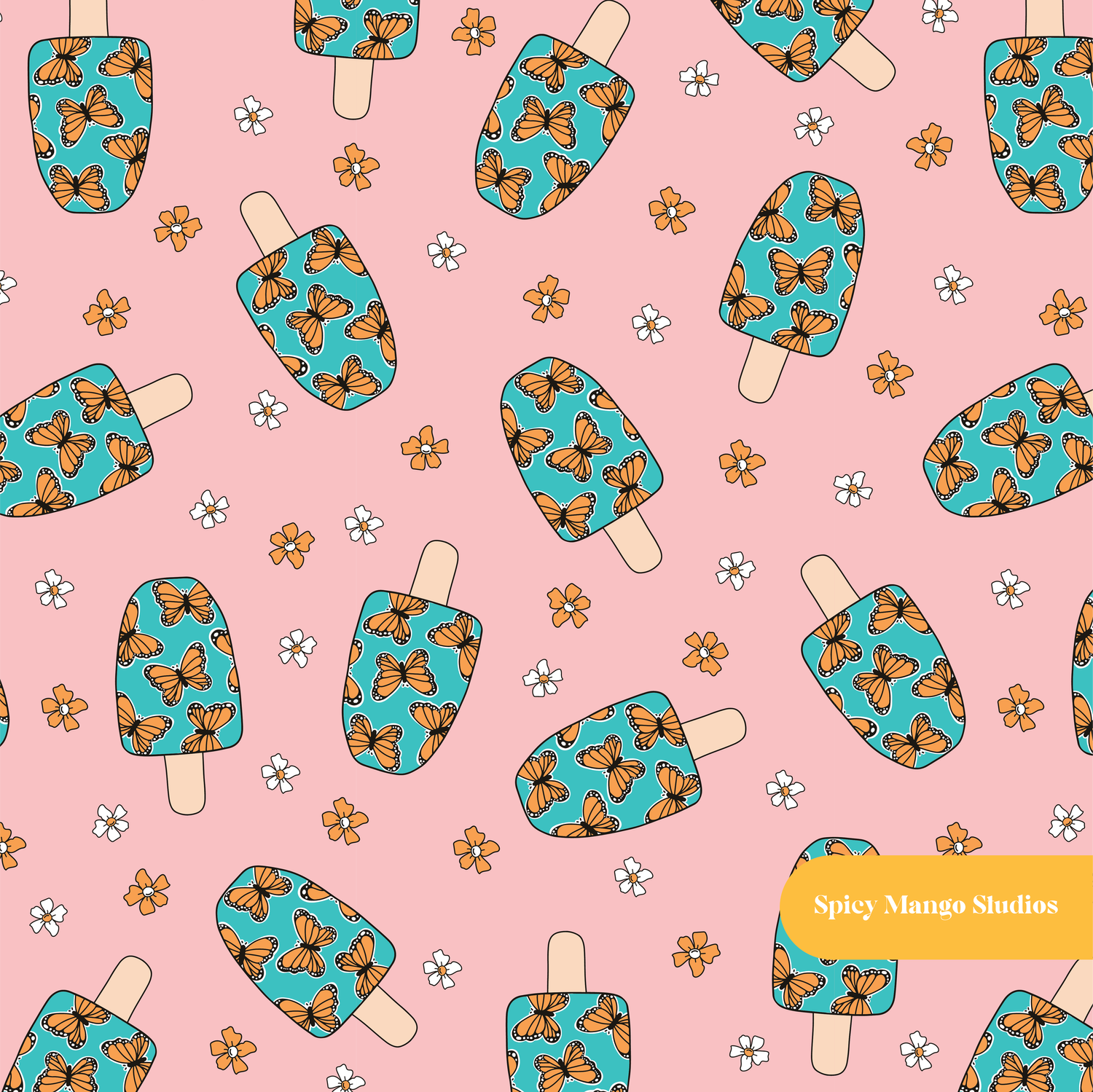 Pink Monarch Pops Seamless Pattern – Digital Download