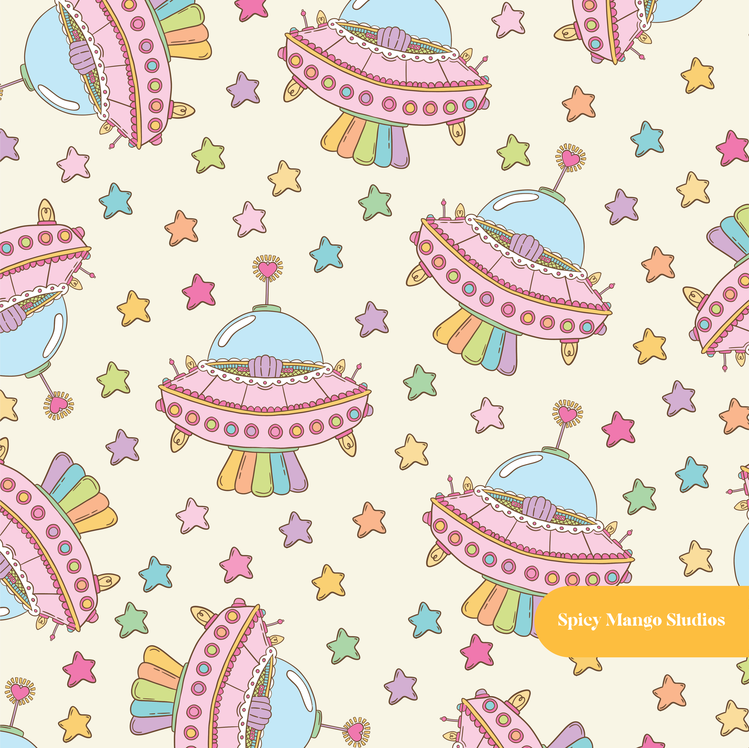 Off White Magic Saucer Seamless Pattern