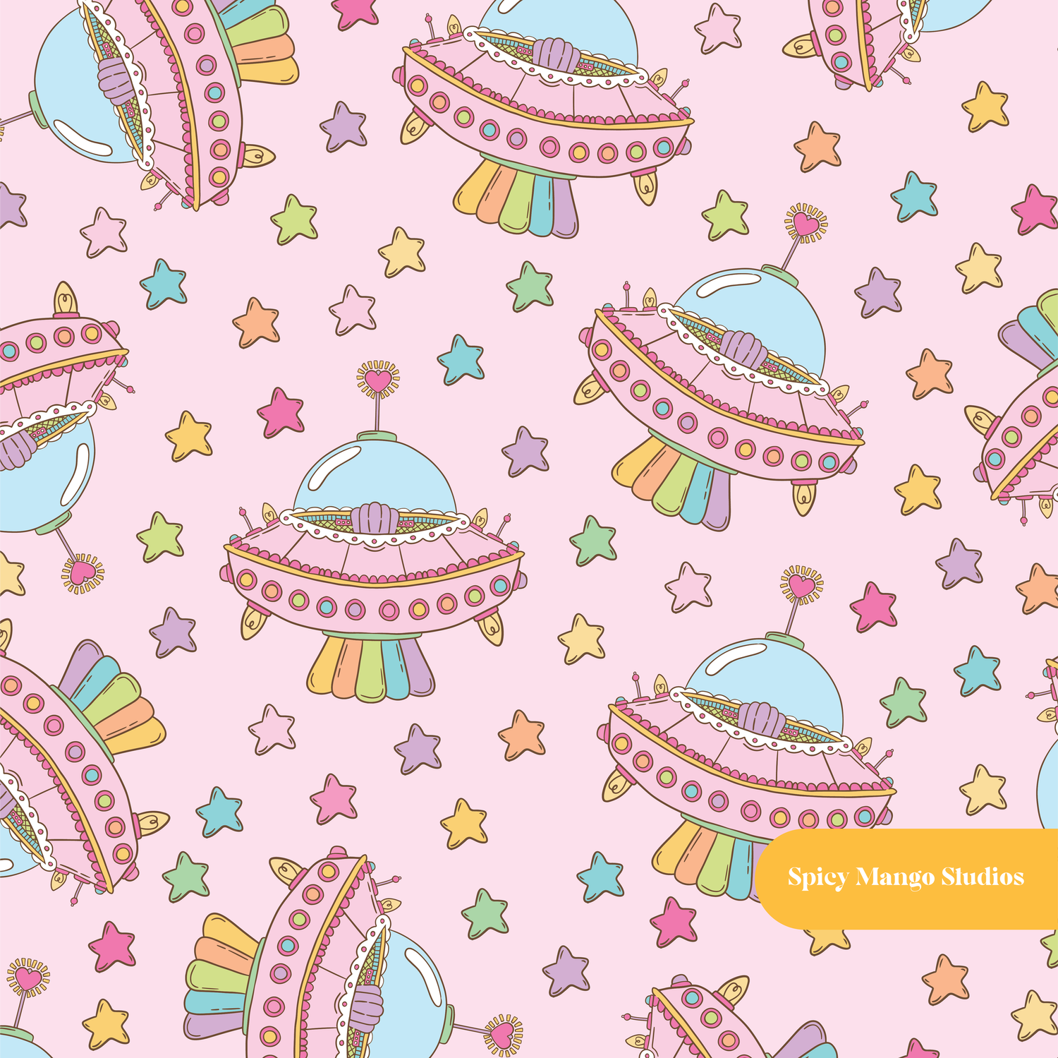 Pink Magic Saucer Seamless Pattern