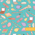 Aqua Makeup Vibes Seamless Pattern