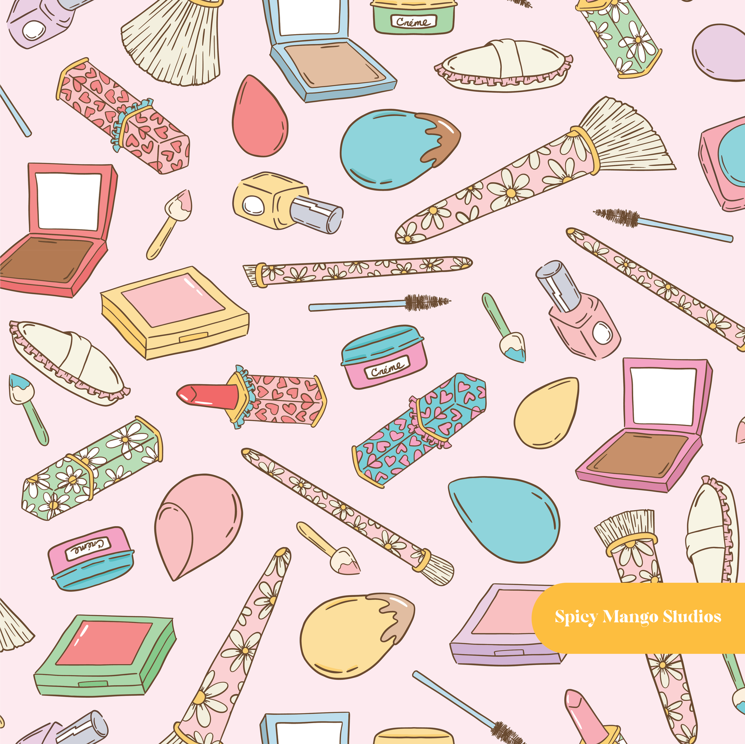 Light Pink Makeup Vibes Seamless Pattern