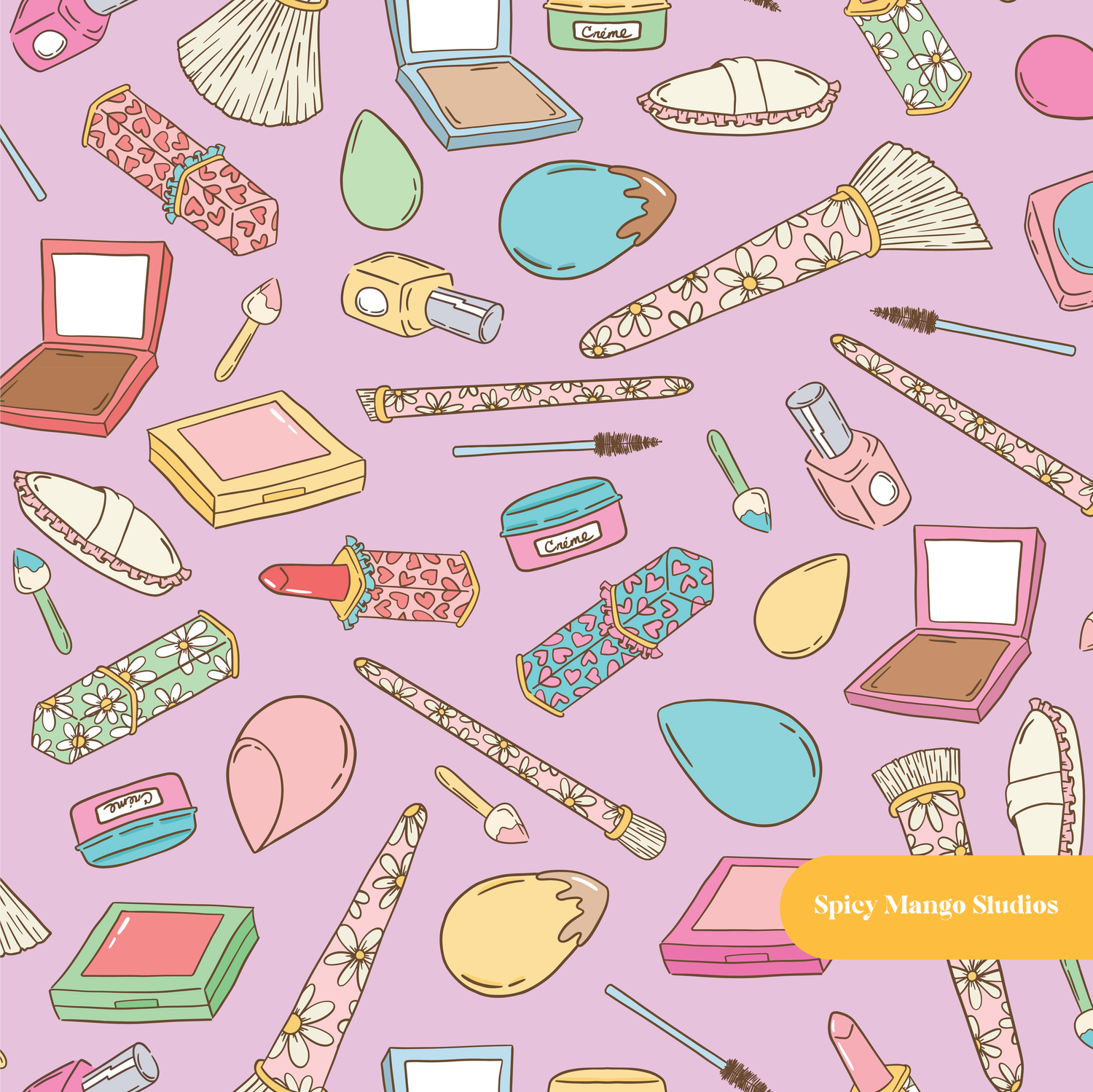 Lilac Makeup Vibes Seamless Pattern