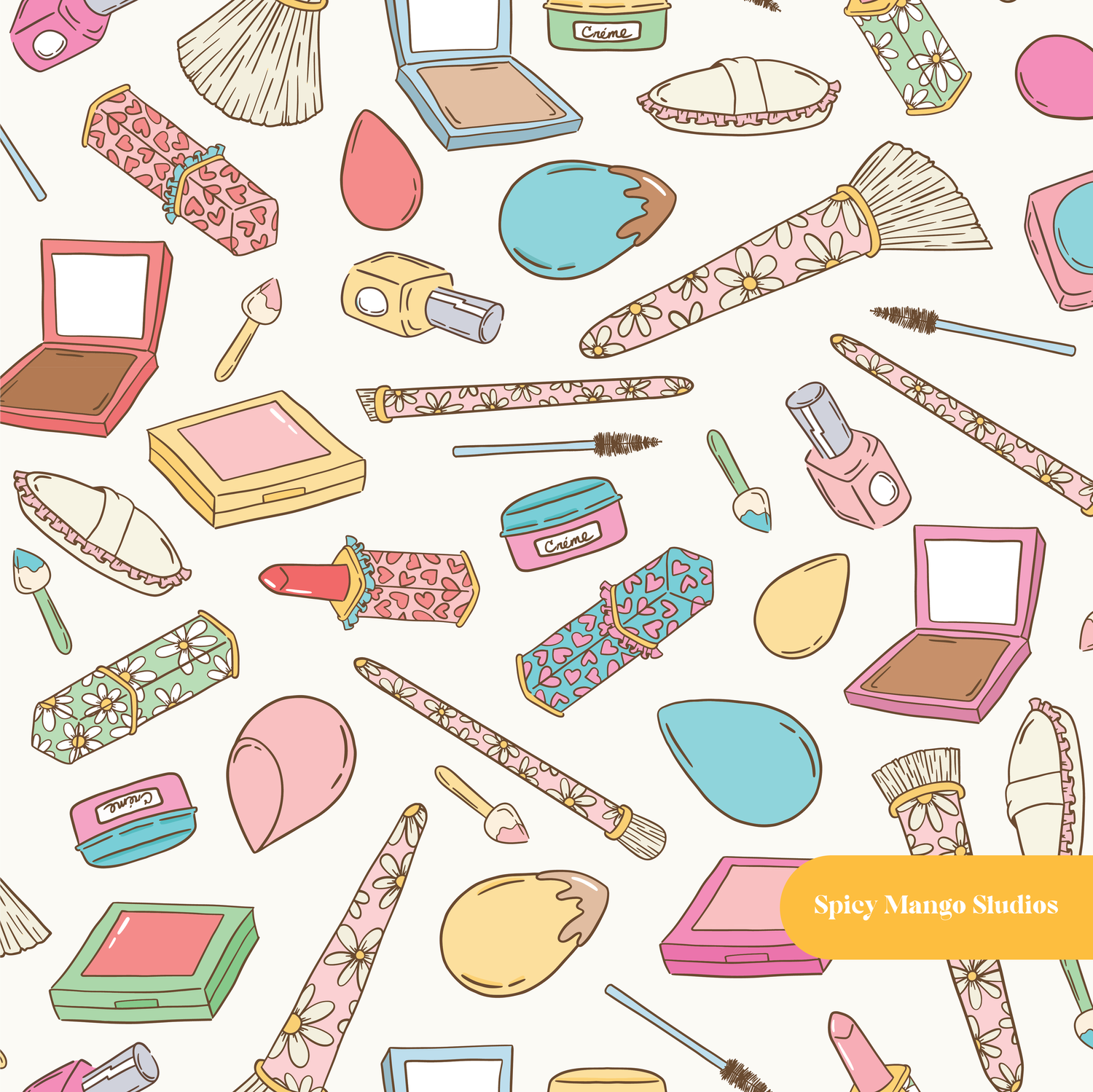 Neutral Makeup Vibes Seamless Pattern