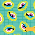 Neon Evil Eye Gingham Seamless Pattern