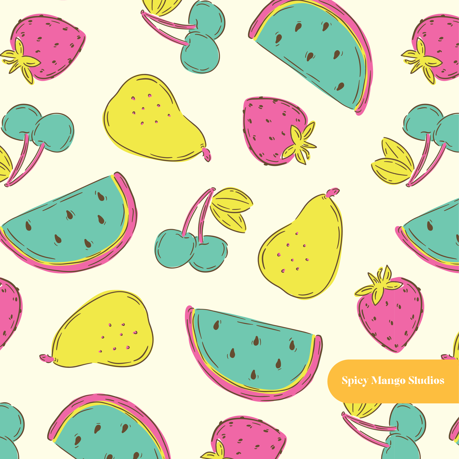 Neon Fruit Seamless Pattern