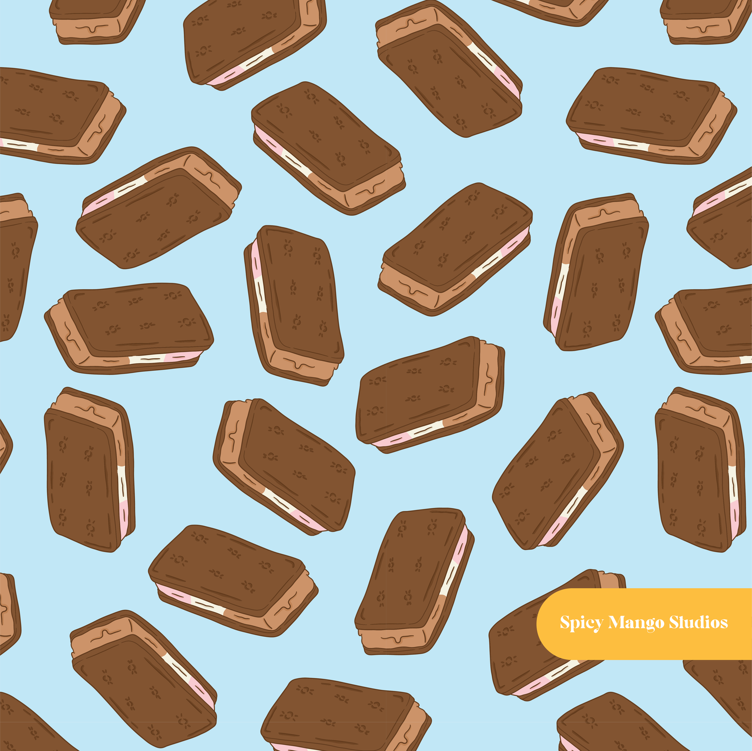 Blue Neapolitan Ice Cream Seamless Pattern – Digital Download