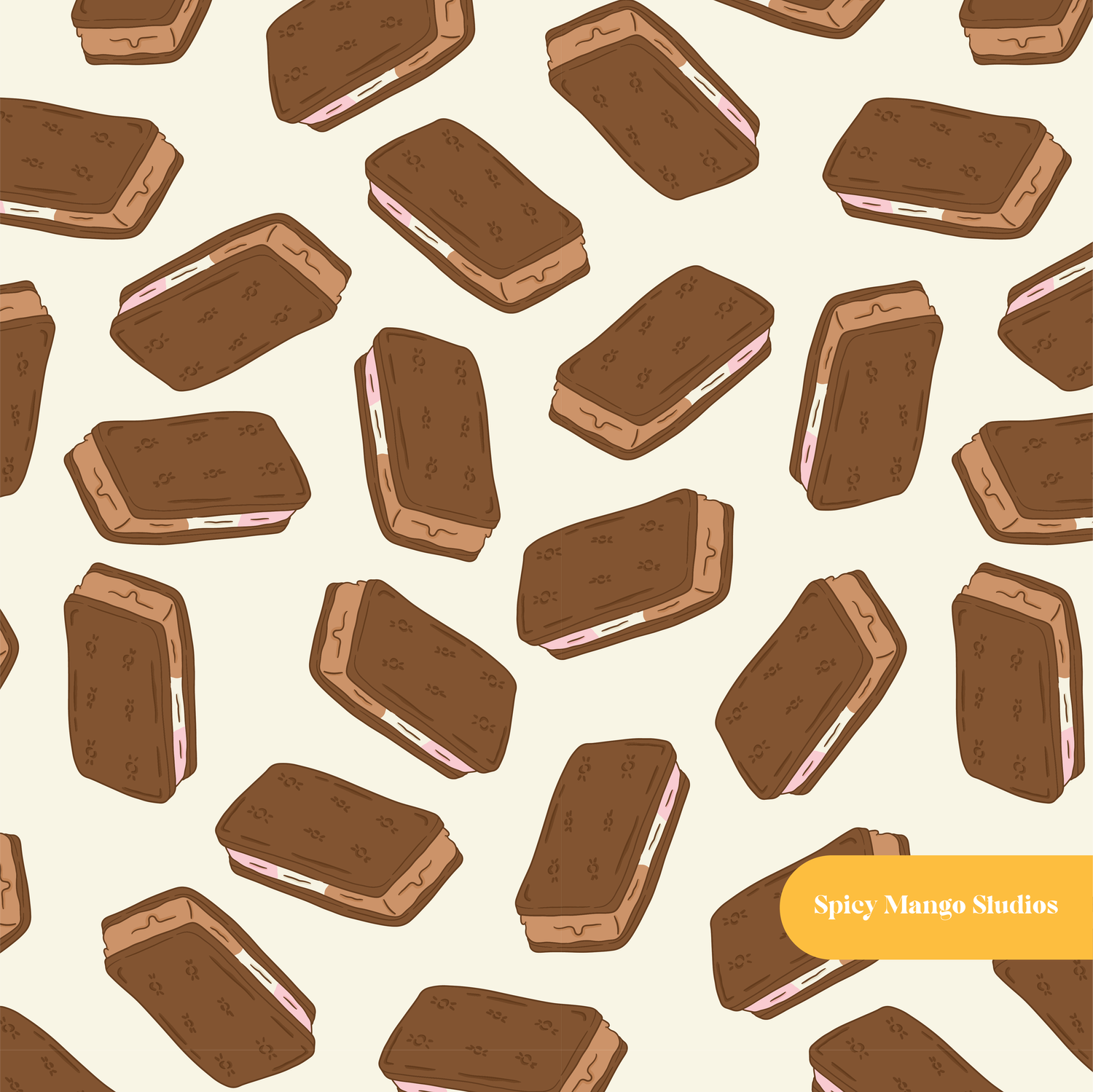 Neutral Neapolitan Ice Cream Seamless Pattern – Digital Download