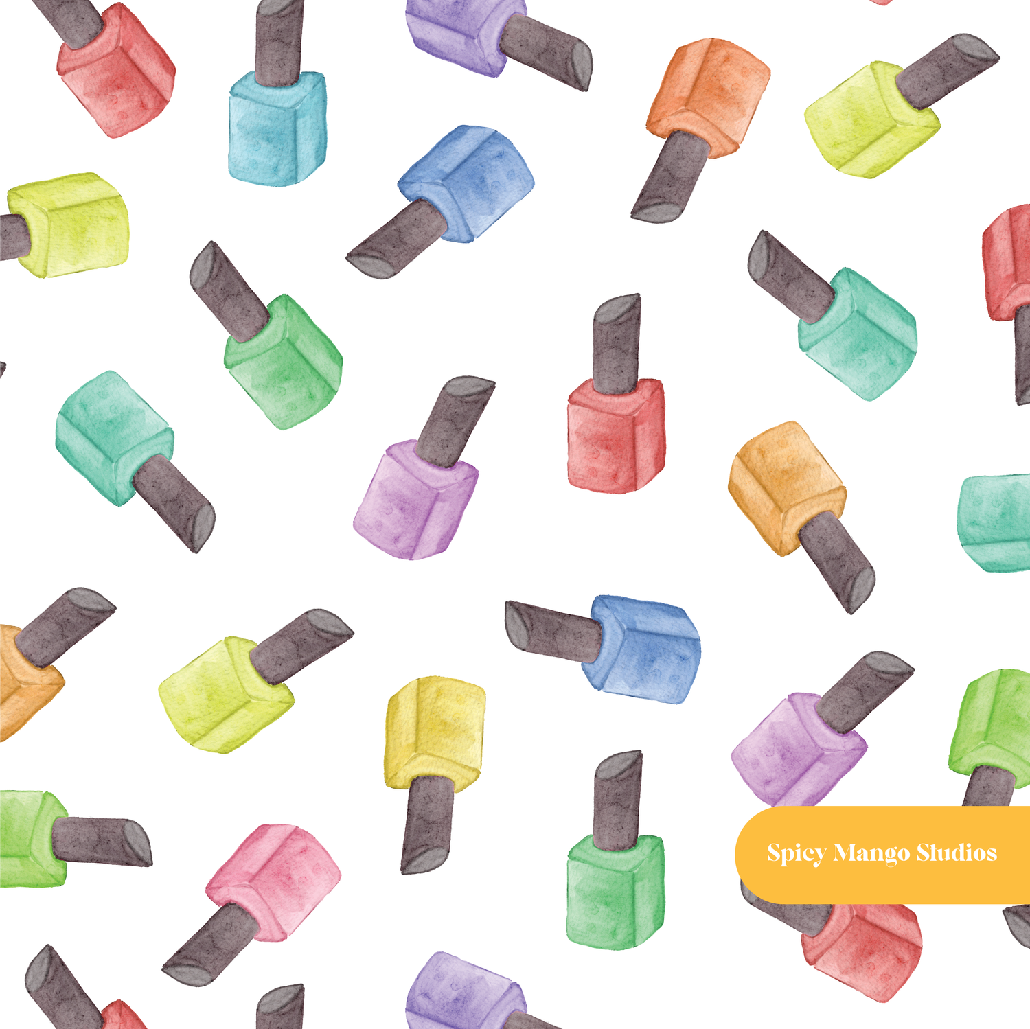 White Nail Polish Seamless Pattern – Beauty Party & Salon Digital Download