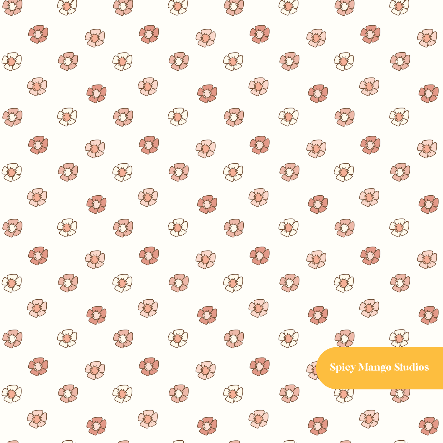 Off White Pastel Ditsy Floral Seamless Pattern