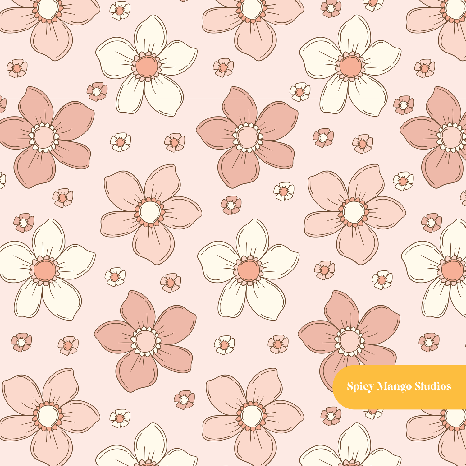 Pink Pastel Floral Seamless Pattern