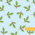 Light Blue Polka Dot Holly Seamless Pattern – Digital Download