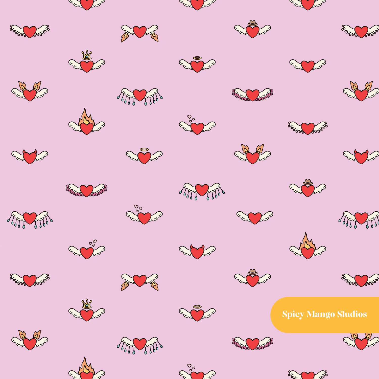 Lilac Pop Hearts Seamless Pattern