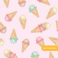 Pink Pastel Watercolor Ice Cream Seamless Pattern – Digital Download