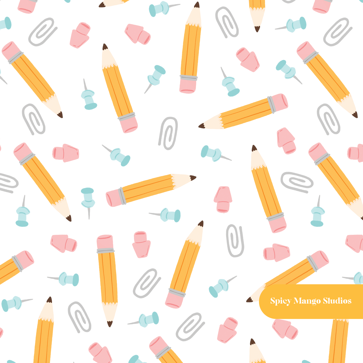 White Pencil Me in Seamless Pattern – Digital Download