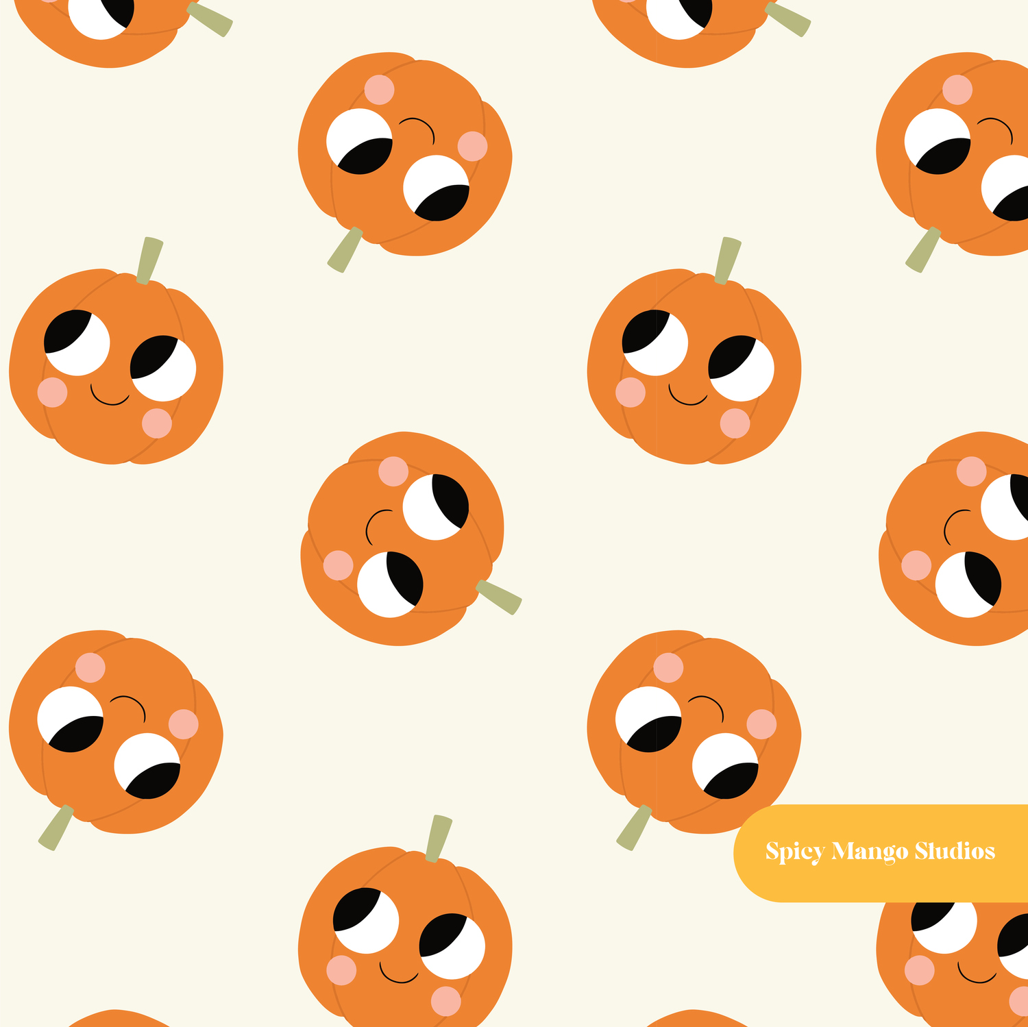 Neutral Pumpkin Cuteness Seamless Pattern
