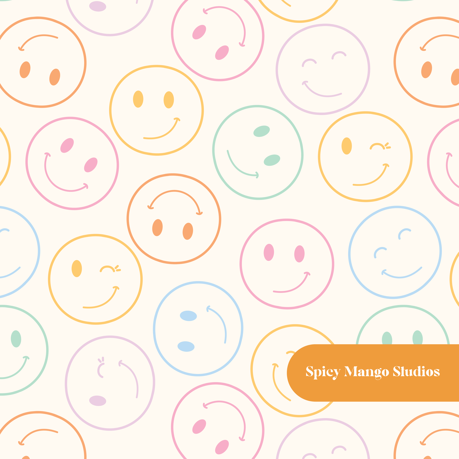 Pastel Rainbow Happiness Seamless Pattern