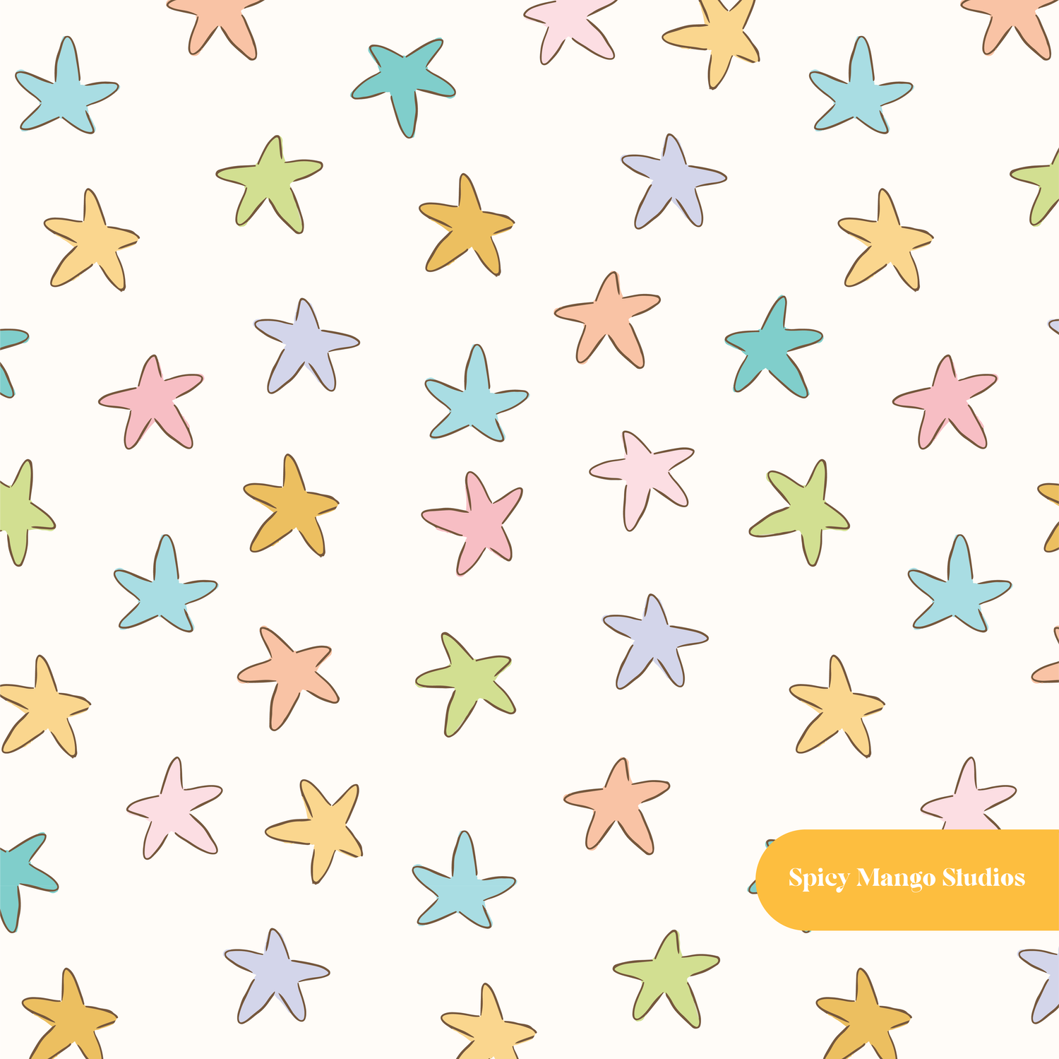 Pastel Stars Seamless Pattern