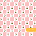 Pink Tulip Checker Seamless Pattern