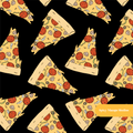 Black Pizza Slice Seamless Pattern