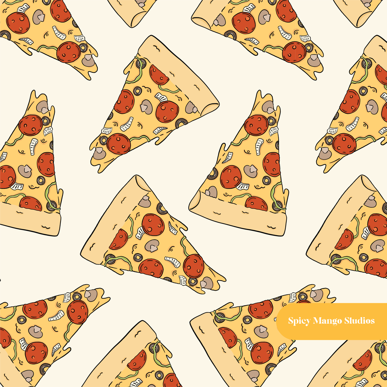 Neutral Pizza Slice Seamless Pattern