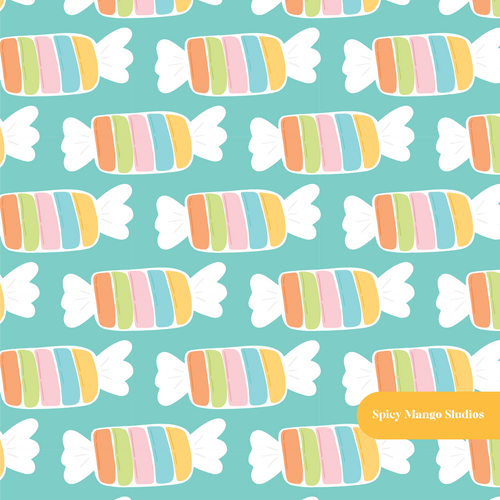 Aqua Rainbow Candy Seamless Pattern