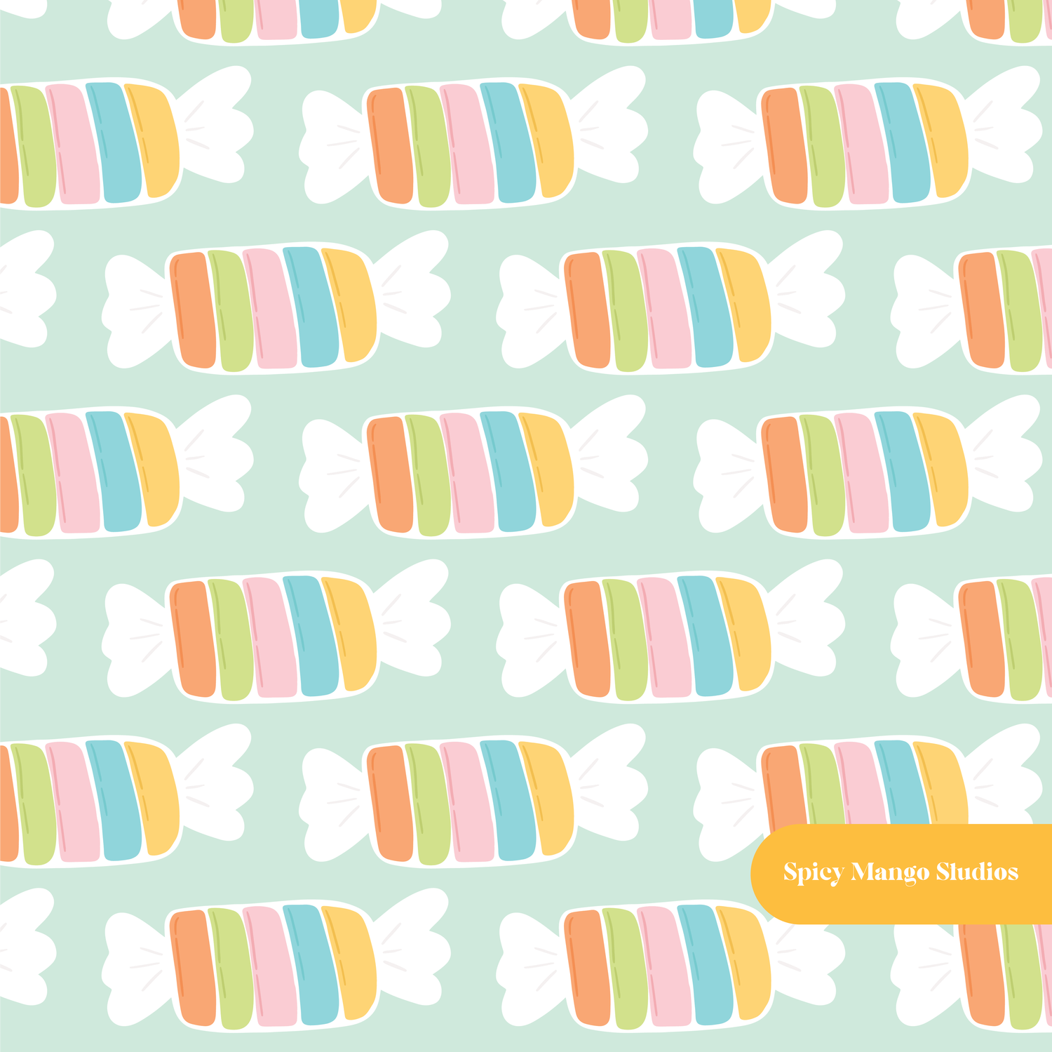 Sage Rainbow Candy Seamless Pattern