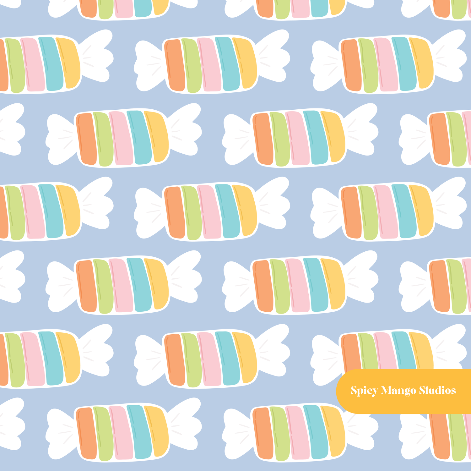 Stoney Blue Rainbow Candy Seamless Pattern