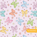 Lilac Retro Bow Floral Seamless Pattern